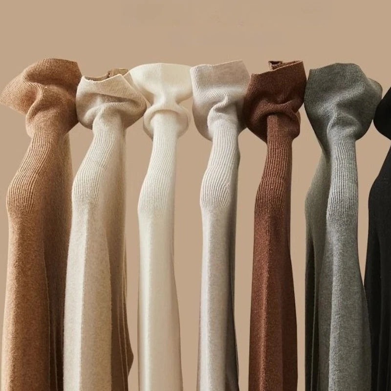 AOSSVIAO 2025  Pullovers Women's Turtleneck Sweater Autumn Winter Korean Slim Long Sleeve Solid Simple Basic Knit Thick Warm Top